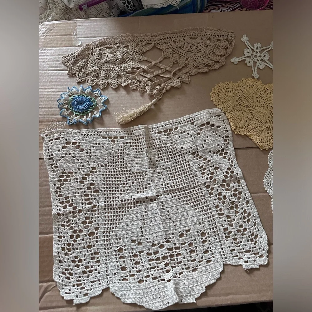 Handmade Crochet Doilies etc lot of 7 Vintage